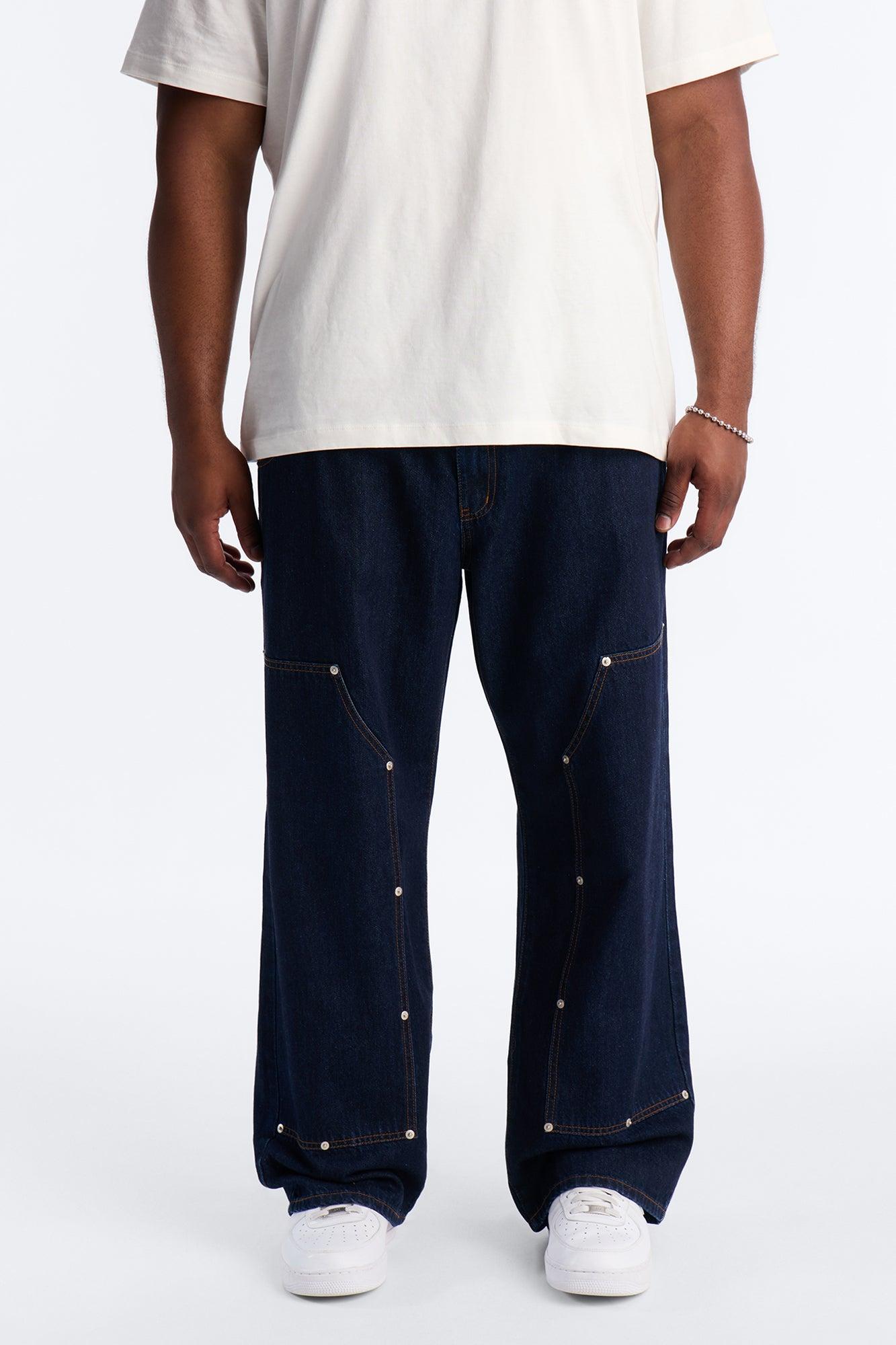 Double Up Baggy Carpenter Jeans - Dark Wash Male Product Image