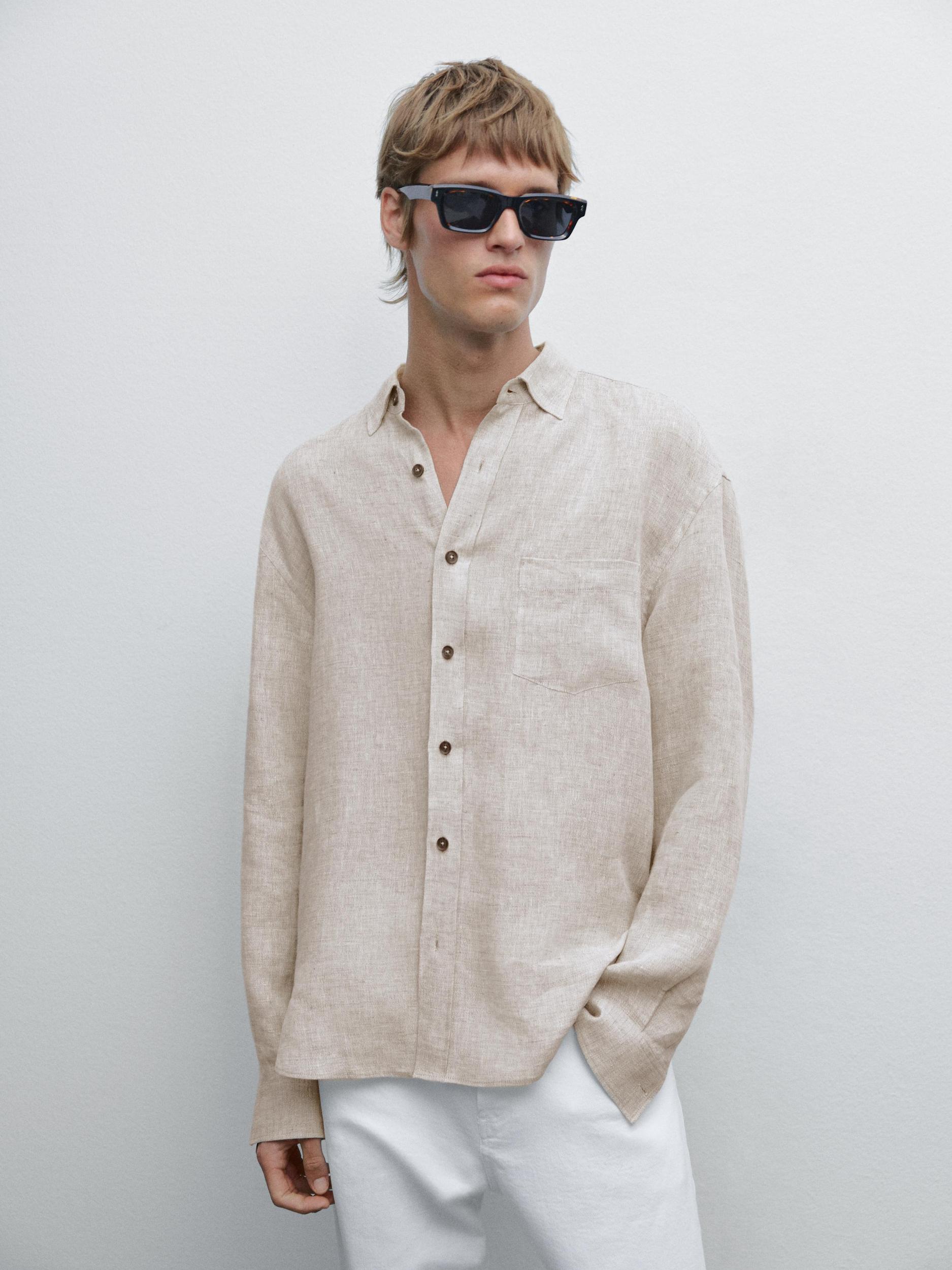 100% linen regular fit shirt Product Image