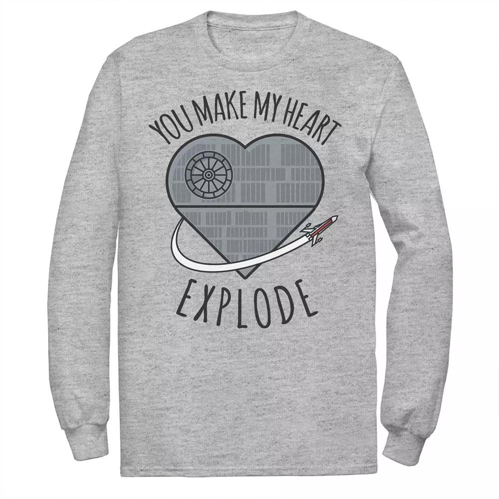 Men's Star Wars Valentine's Day "You Make My Heart Explode" Tee, Size: Medium, Athletic Grey Product Image