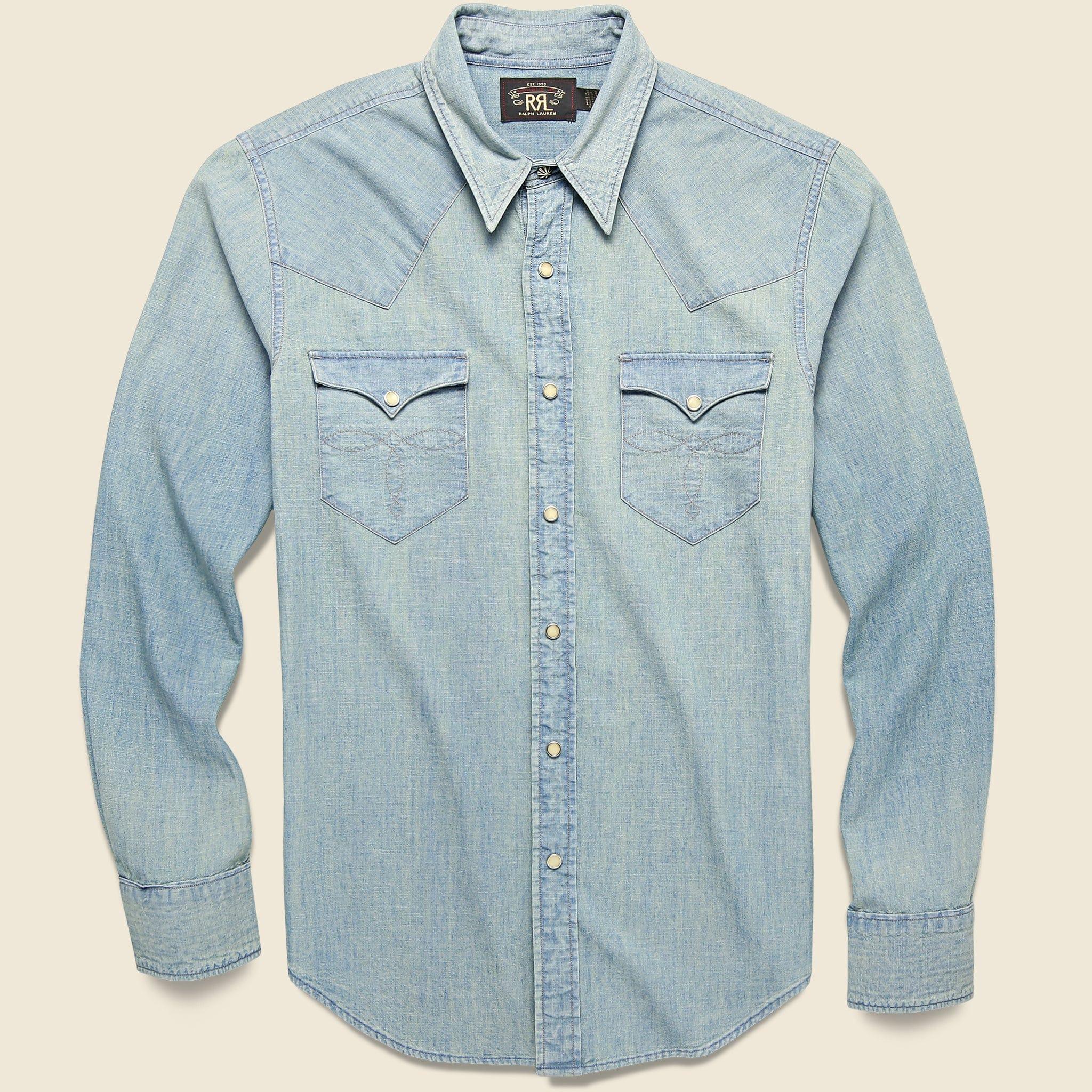 Slim Chambray Western Shirt - Davey Wash Product Image