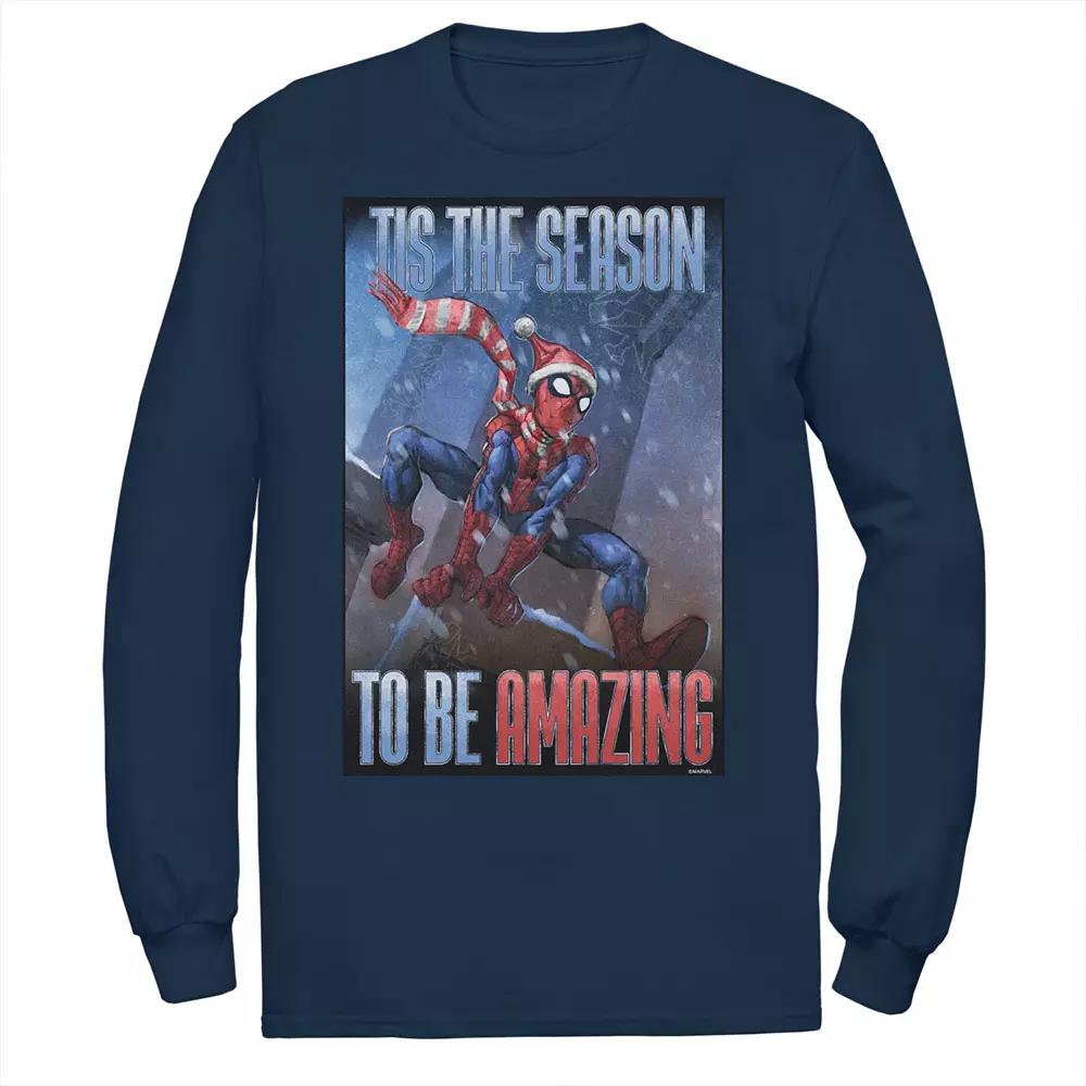 Men's Marvel Spider-Man 'Tis The Season To Be Amazing Long Sleeve Tee,  Product Image