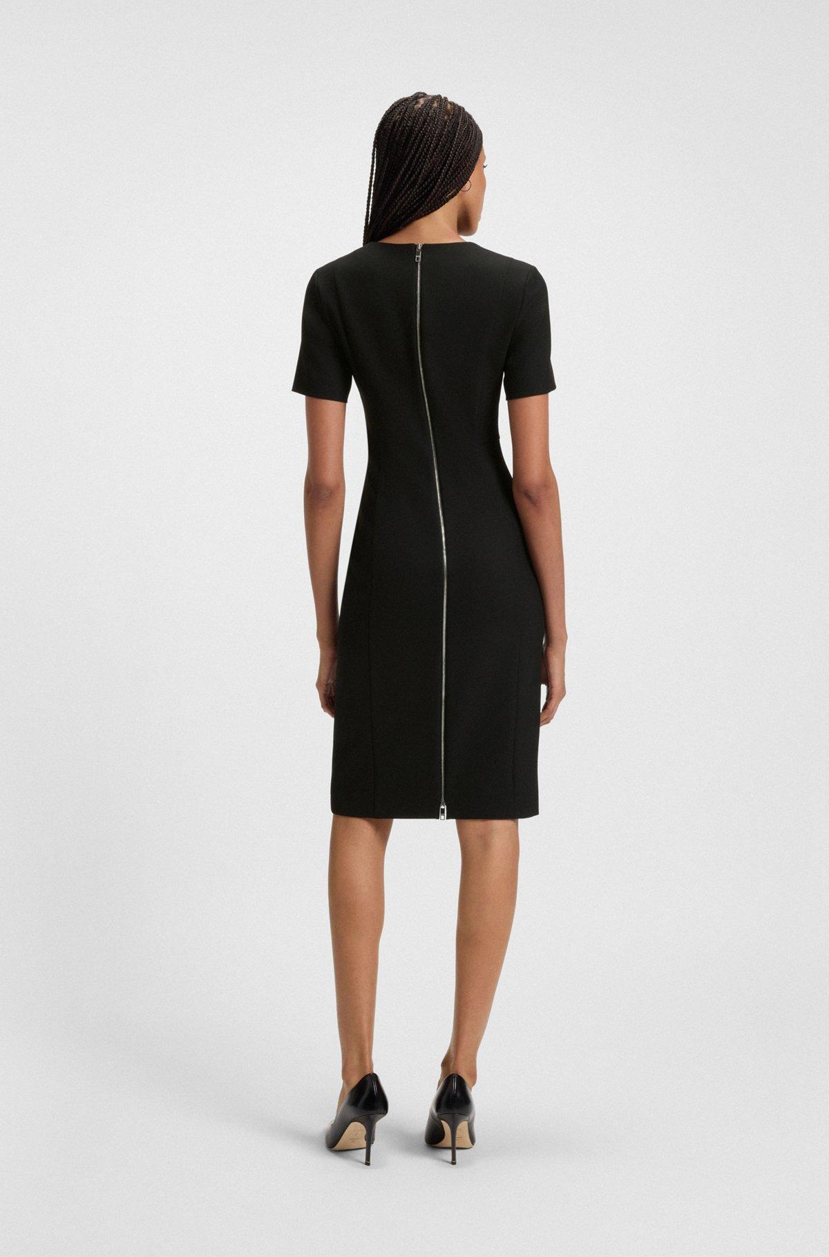 BOSS - V-neck dress in stretch fabric - Black Product Image