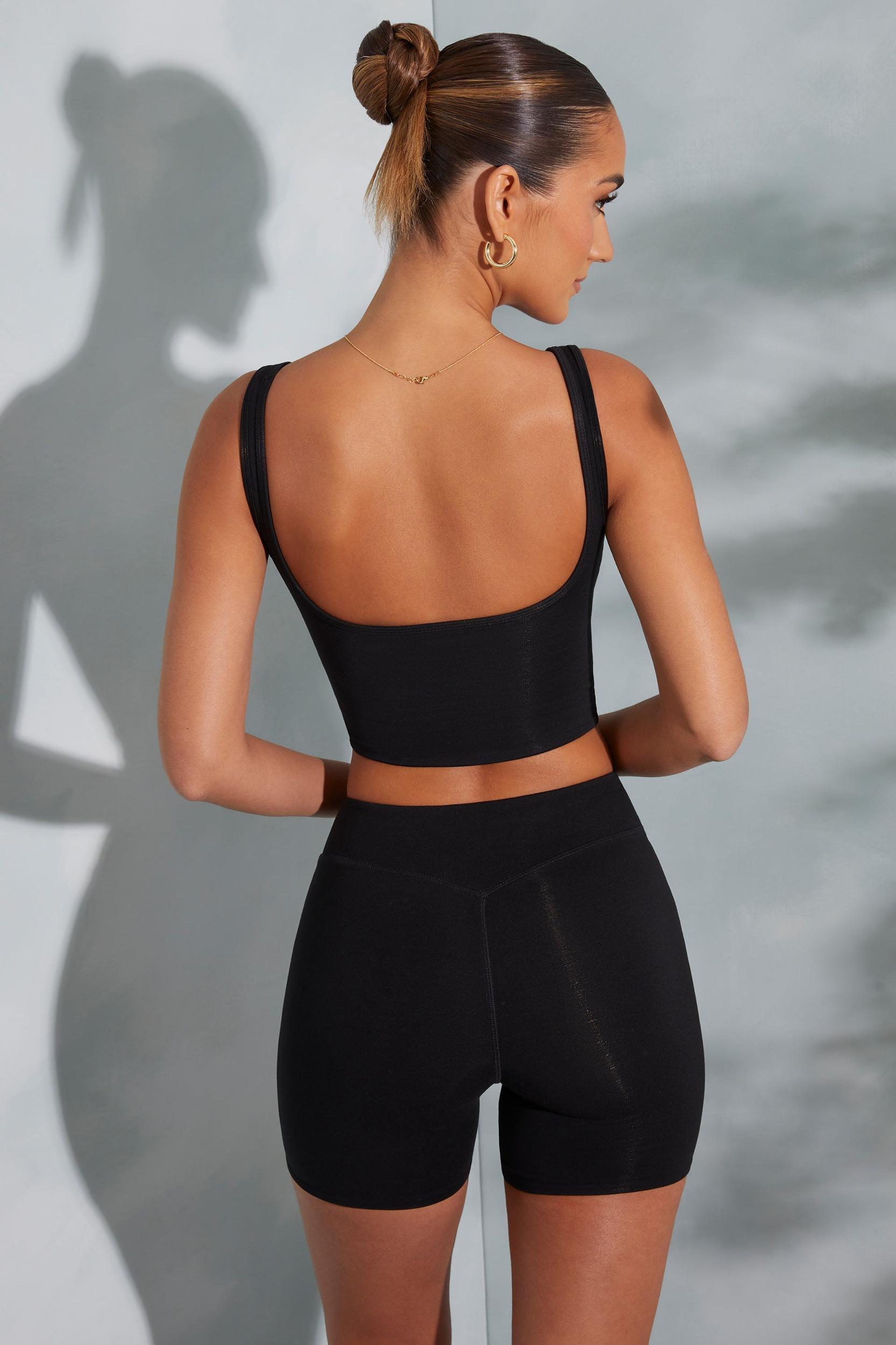 Sweetheart Neckline Crop Top in Black Product Image