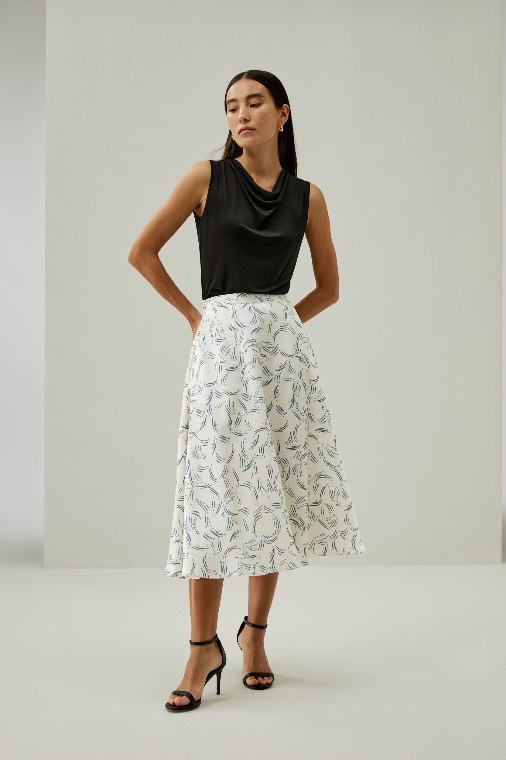Abstract Botanical A-Line Skirt Product Image