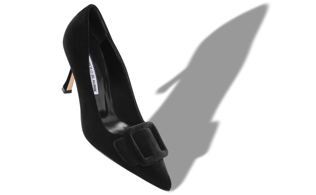 MAYSALEPUMP 90 Black Velvet Buckle Detail Pumps Product Image