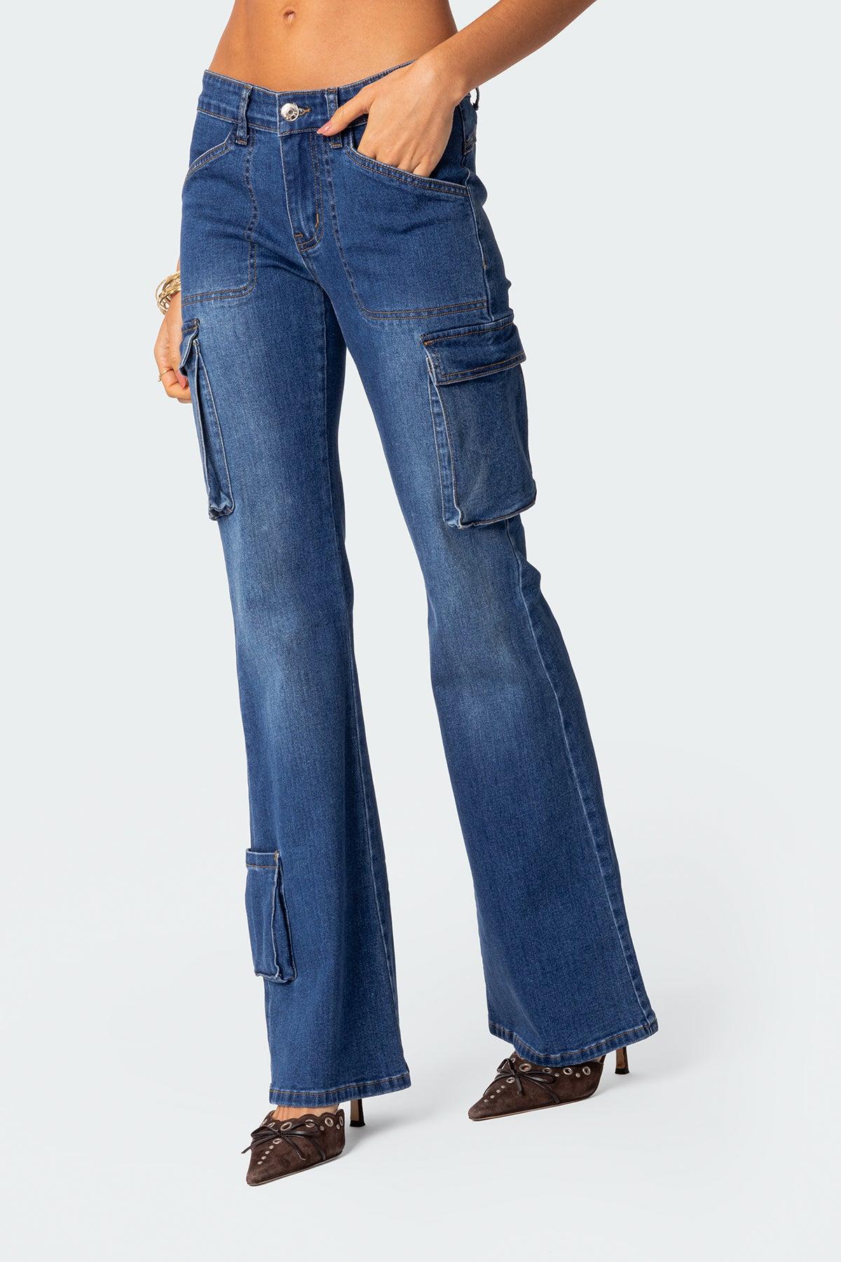 Roslyn Low Rise Flared Cargo Jeans Product Image