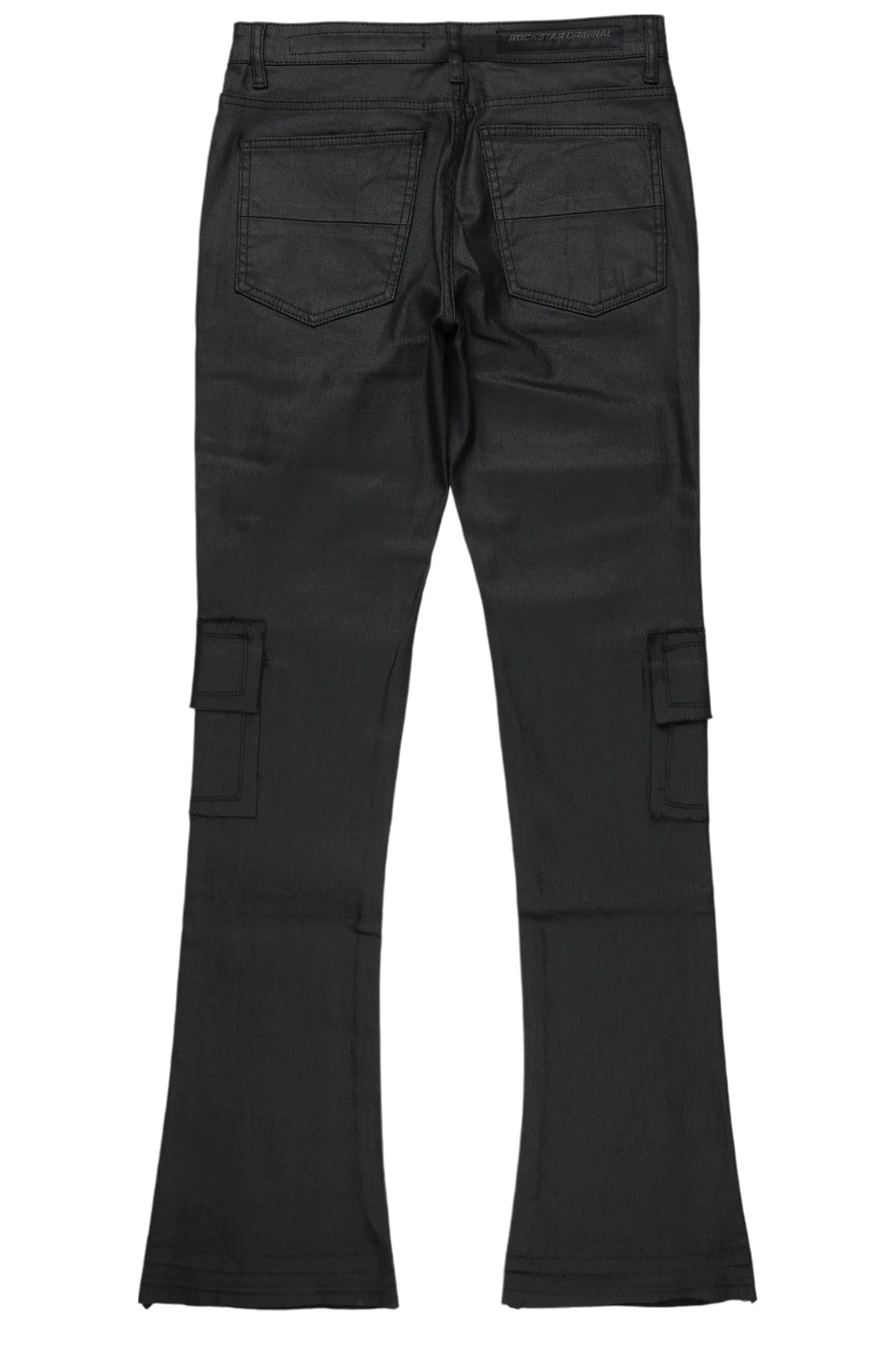 Tyrell Black Coated Stacked Flare Jean Male Product Image