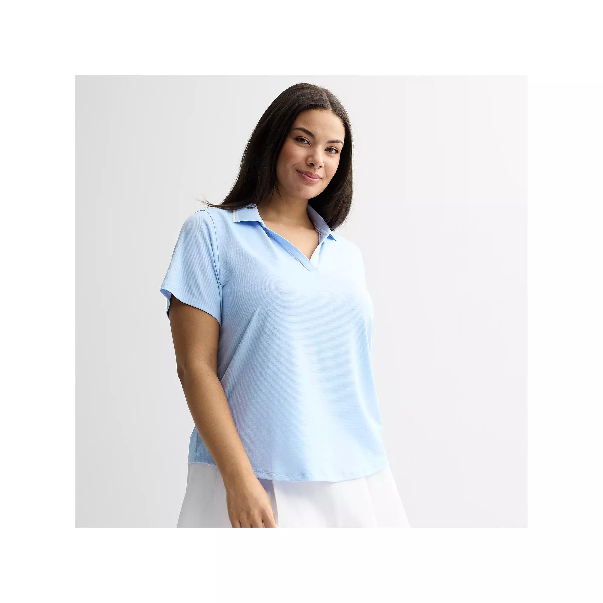 Plus Size Tek Gear® Grid Mesh Piping Detail Polo, Women's, Size: 4XL, Baron River Product Image