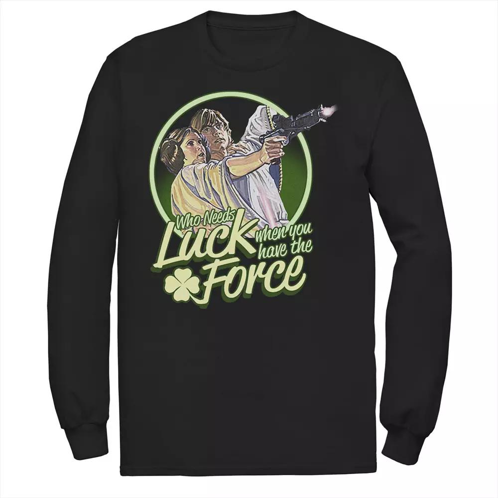 Men's Star Wars Who Needs Luck St. Patrick's Retro Tee,  Product Image