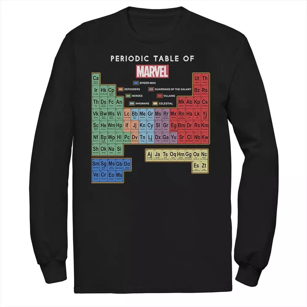Big & Tall Marvel Ultimate Periodic Table Of Elements Long Sleeve Tee, Men's,  Product Image