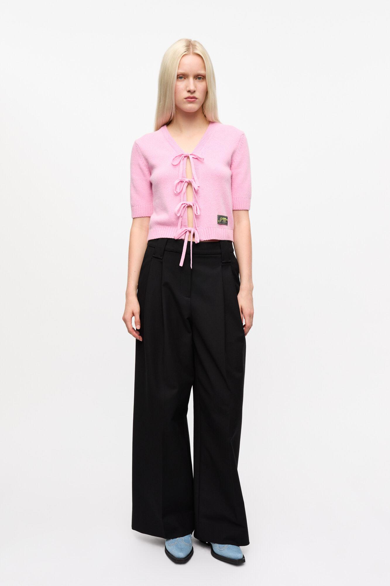 Black Heavy Cotton Tailoring Mid Waist Pants Product Image