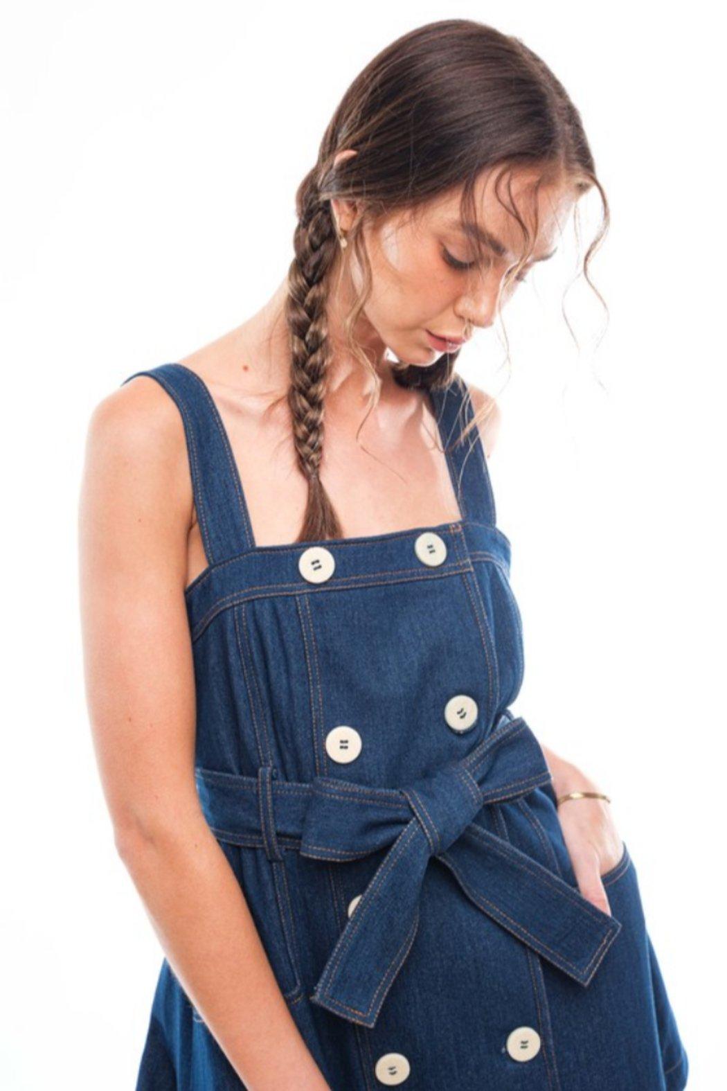 Double Breasted Button Tie Dress Product Image