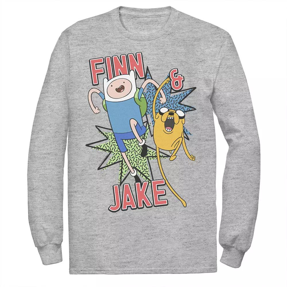 Men's Cartoon Network Adventure Time Finn & Jake Kapows Tee, Size: XXL, Athletic Grey Product Image