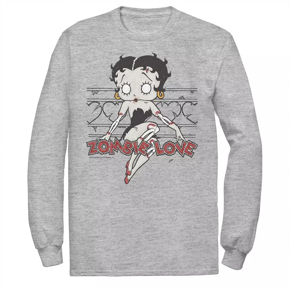 Men's Betty Boop Halloween Zombie Love Pose Long Sleeve Graphic Tee,  Product Image