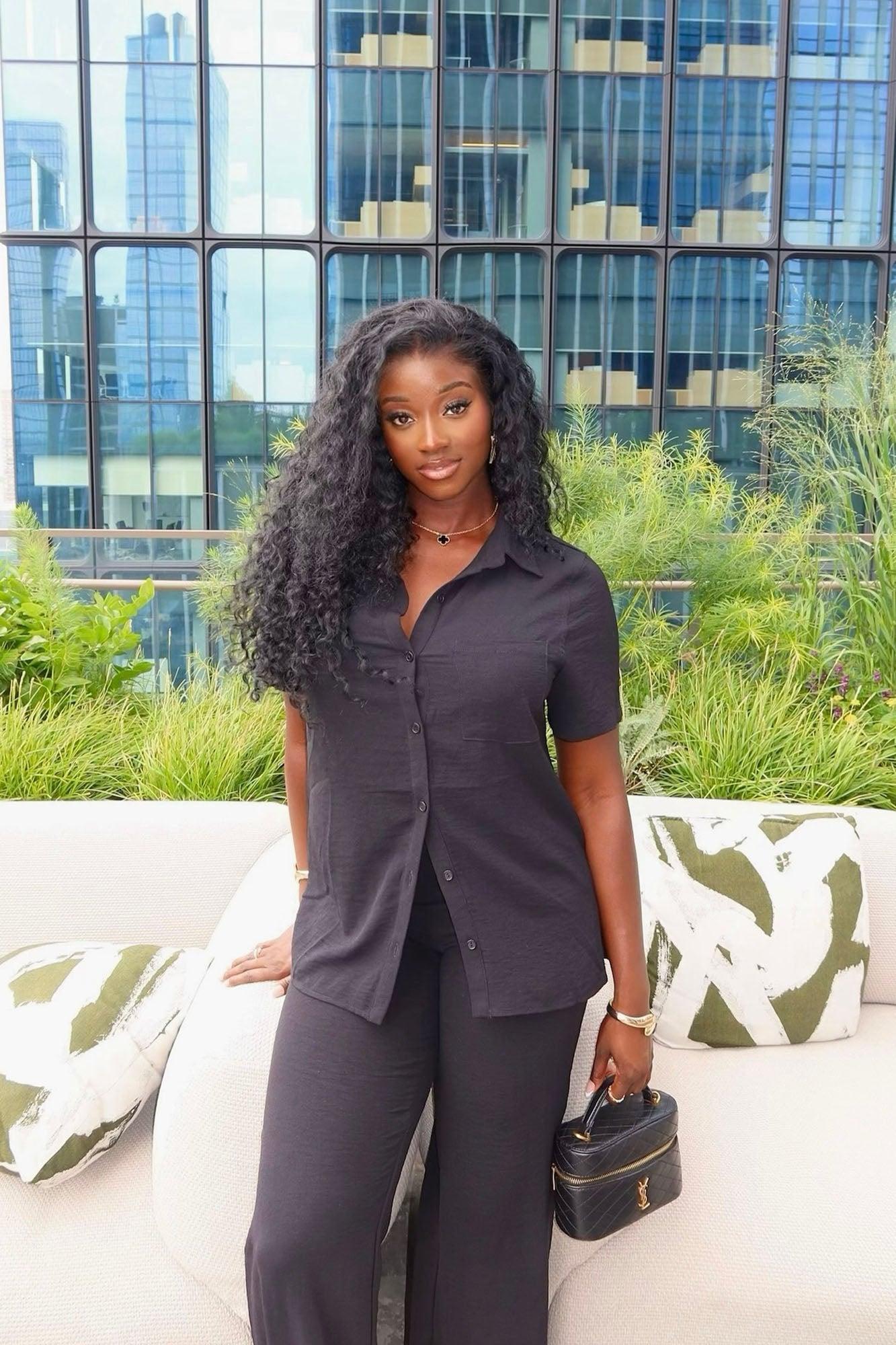 Makenzie Short Sleeve Pant Set - Black Product Image