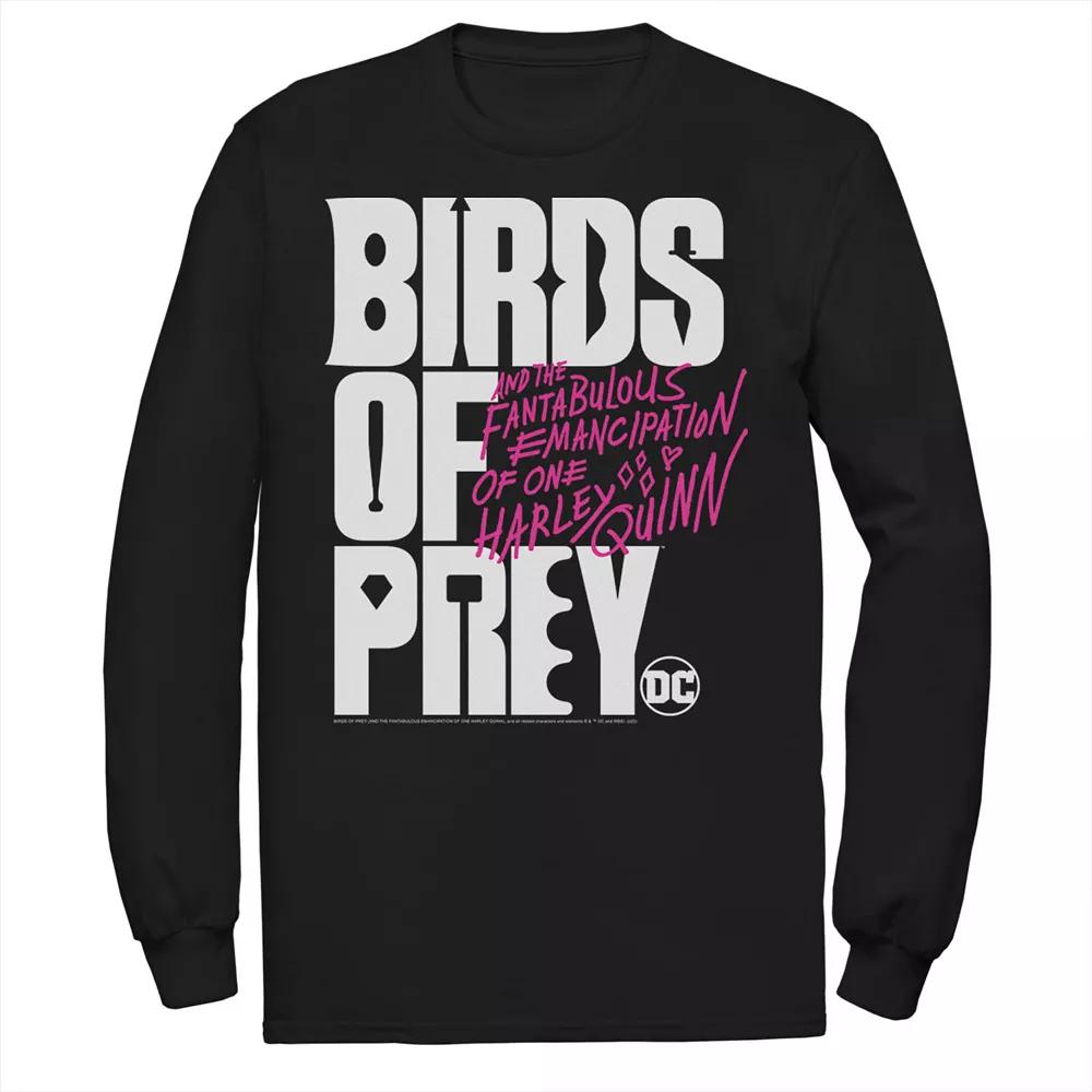 Men's DC Comics Birds Of Prey Logo Word Stack Tee, Size: Small, Black Product Image
