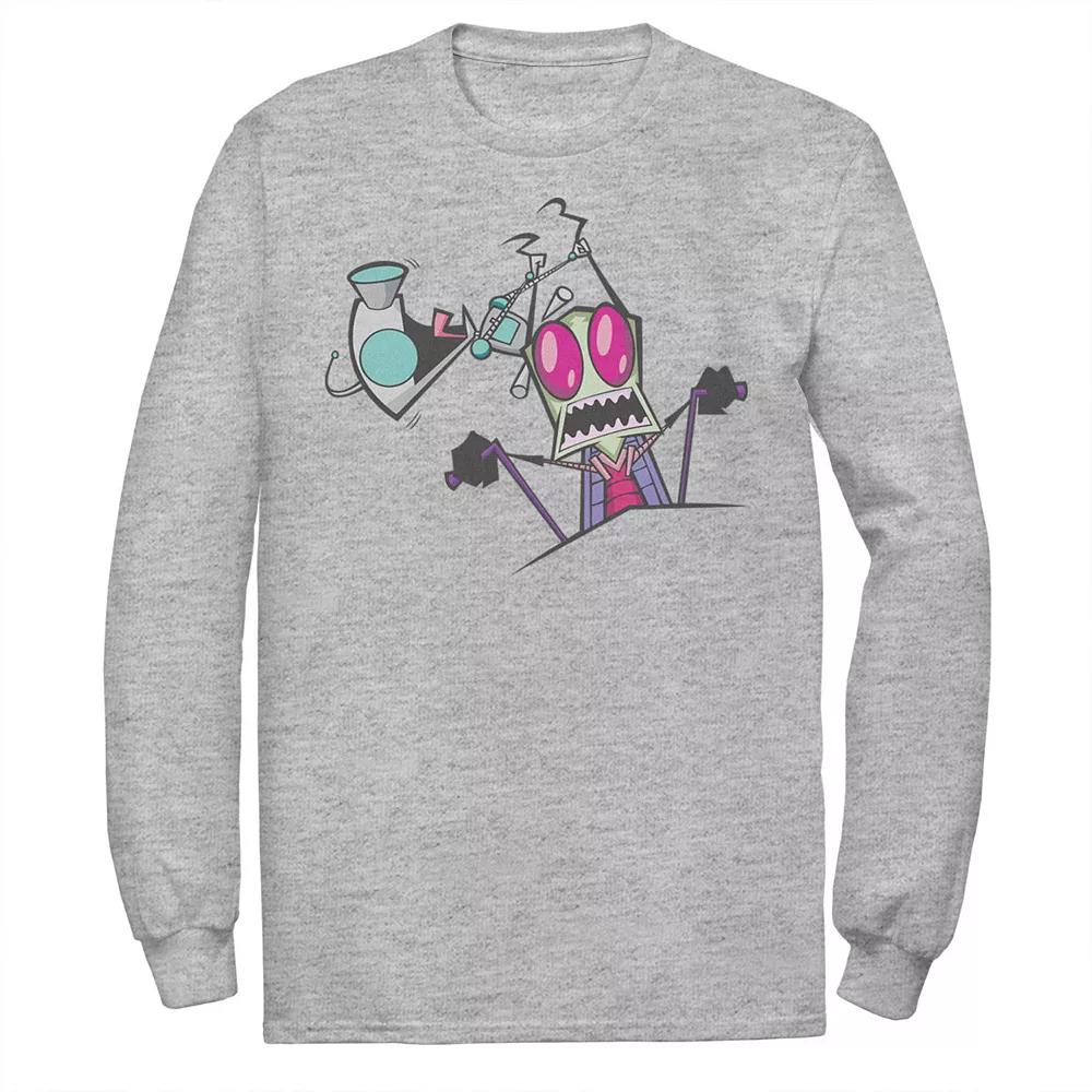 Men's Nickelodeon Invader Zim Gir Pulling Zim's Antennas Portrait Long Sleeve Graphic Tee,  Product Image