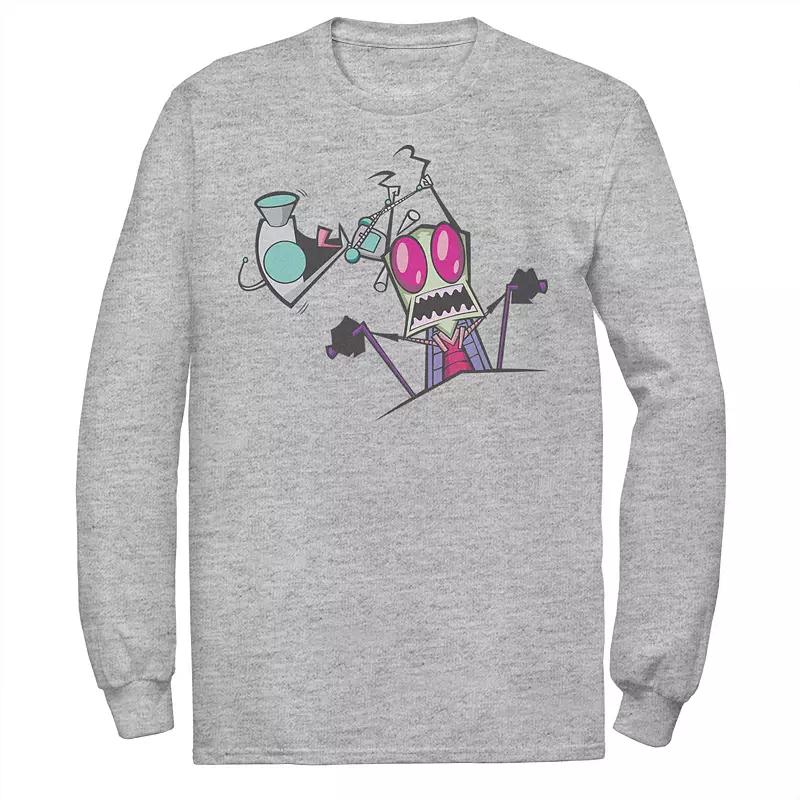 Men's Nickelodeon Invader Zim Gir Pulling Zim's Antennas Portrait Long Sleeve Graphic Tee,  Product Image