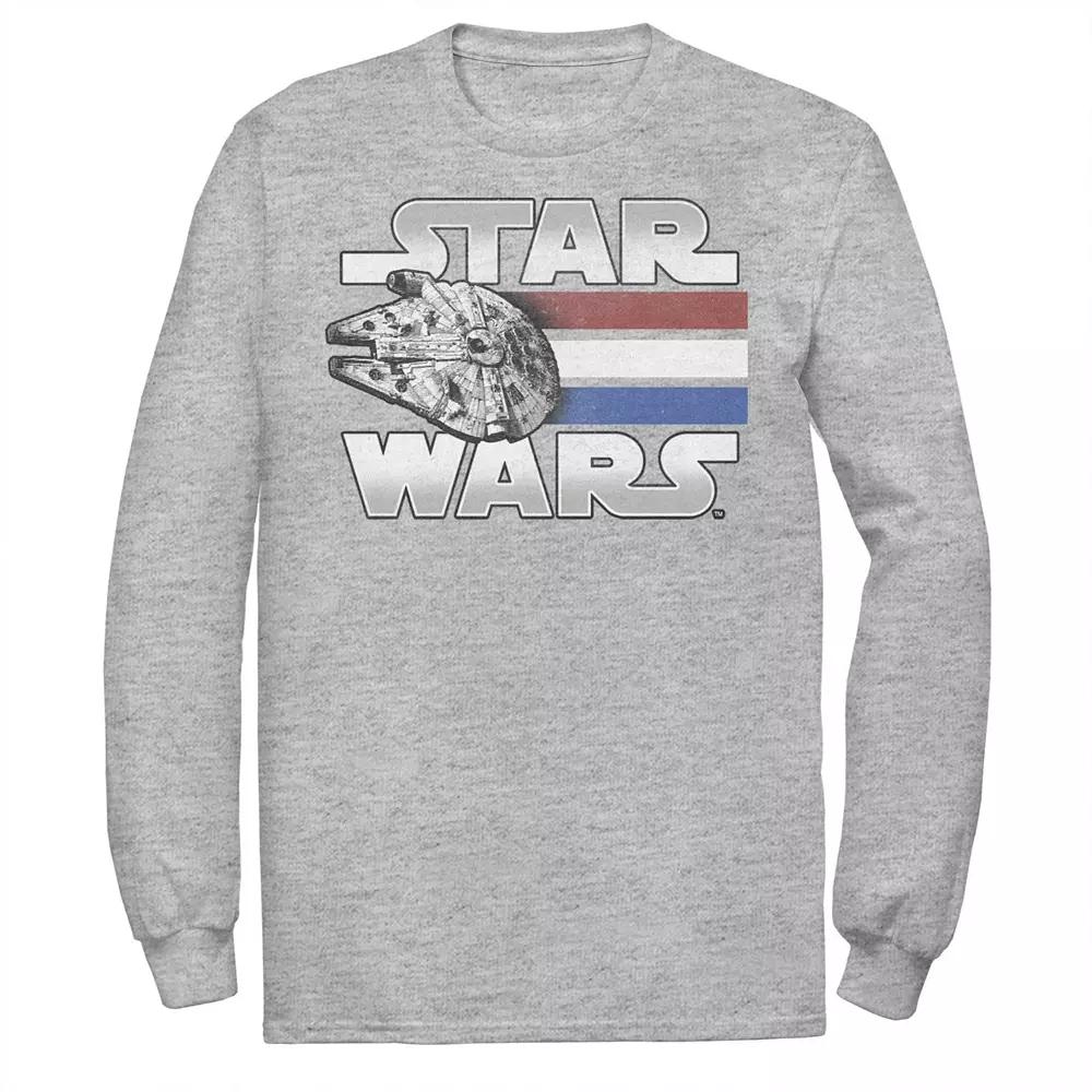 Men's Star Wars Millennium Falcon Red White & Blue Stripes Long Sleeve Tee,  Product Image
