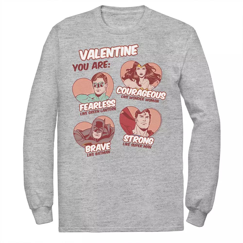 Men's DC Comics Justice League Valentine You Are Heart Portraits Tee, Size: XXL, Athletic Grey Product Image