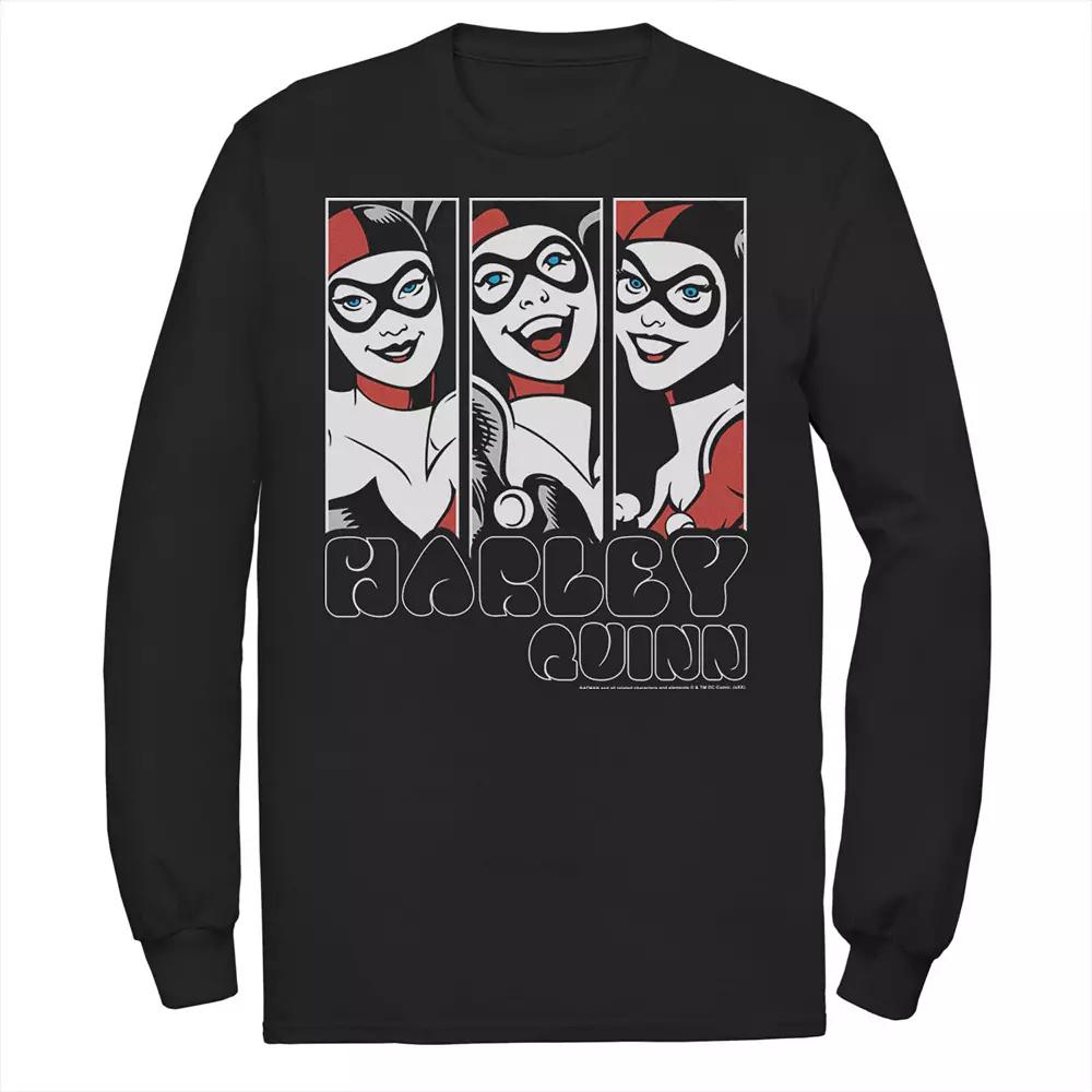 Men's Batman Harley Quinn Vintage Portrait Panel Tee, Size: Small, Black Product Image