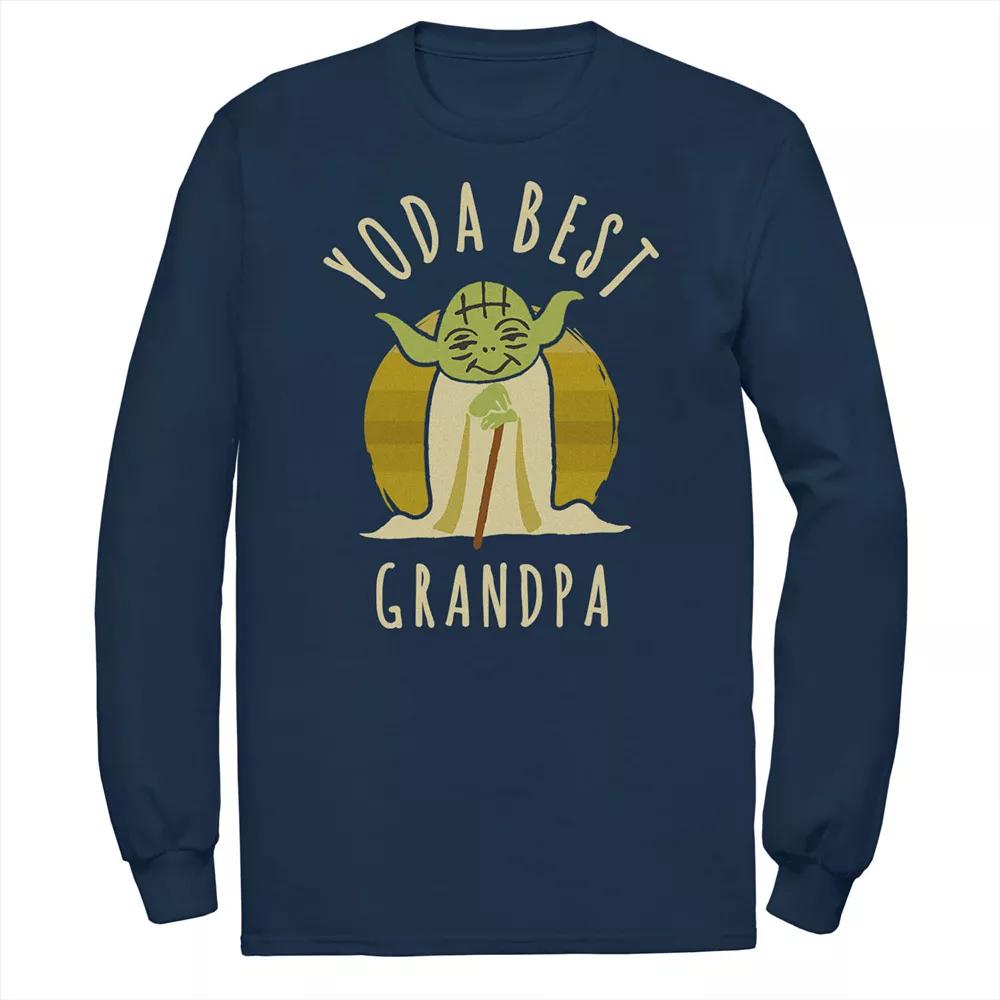Big & Tall Star Wars Yoda Best Grandpa Cartoon Yoda Long Sleeve Graphic Tee, Men's,  Product Image