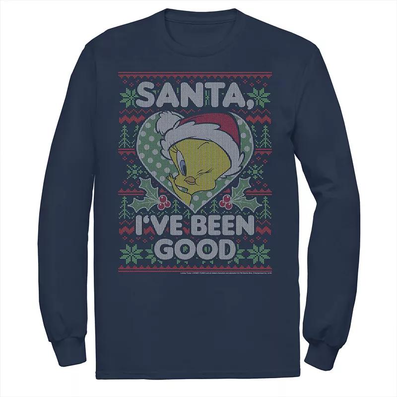 Mens Looney Tunes Christmas Tweety Santa Ive Been Good Tee Blue Product Image