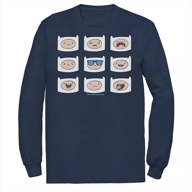 Men's Adventure Time Finn's Many Faces Grid Long Sleeve Graphic Tee,  Product Image