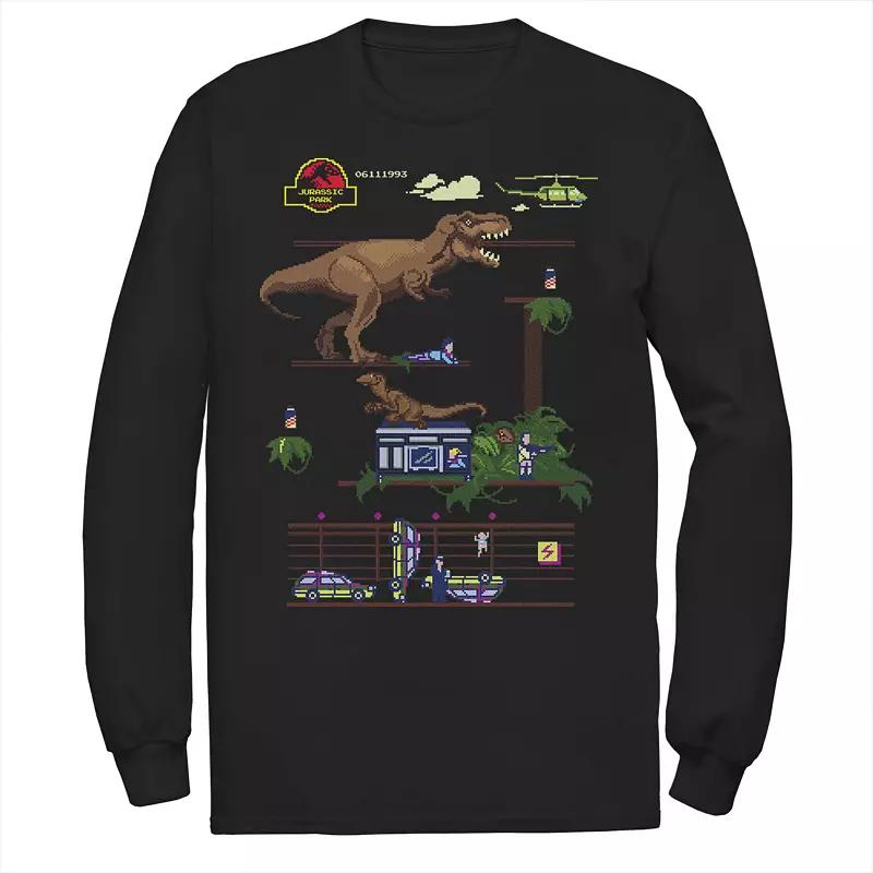 Men's Jurassic Park Digital Video Game Scene Long Sleeve Graphic Tee,  Product Image