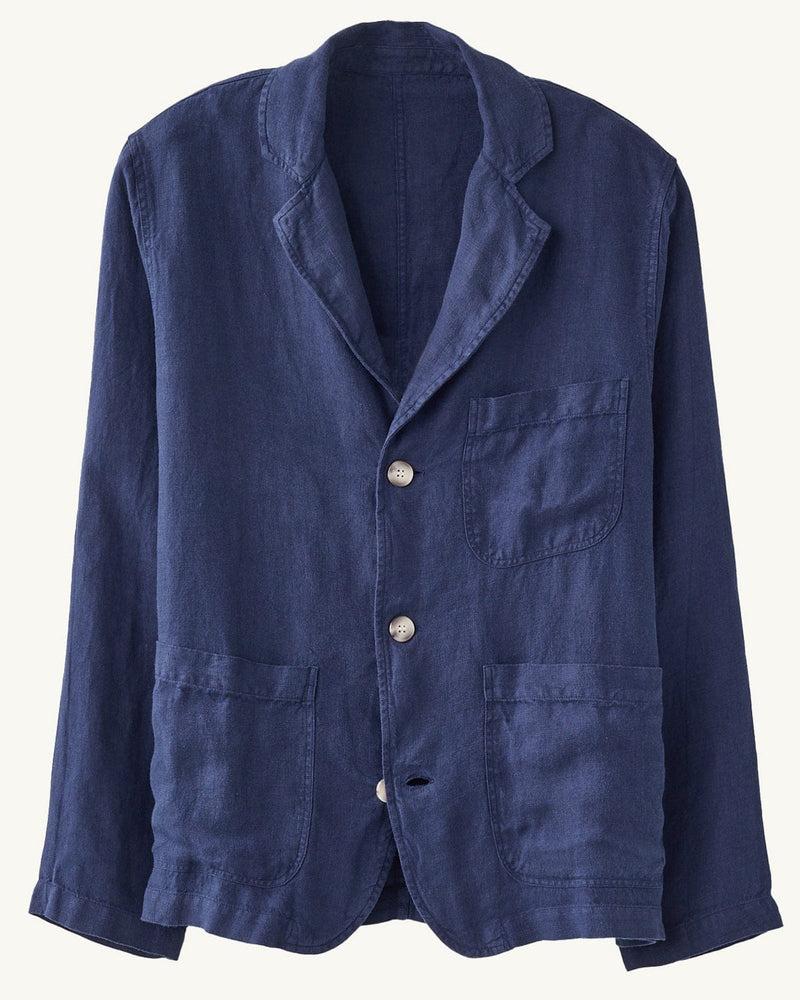 Linen 3 Button Blazer - Navy Product Image