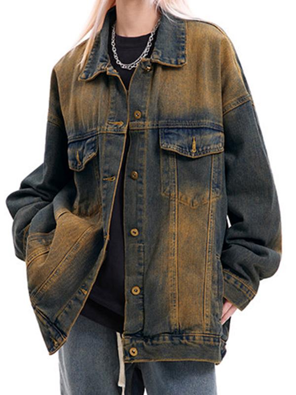 Ombre Washed Loose Denim Jacket Product Image