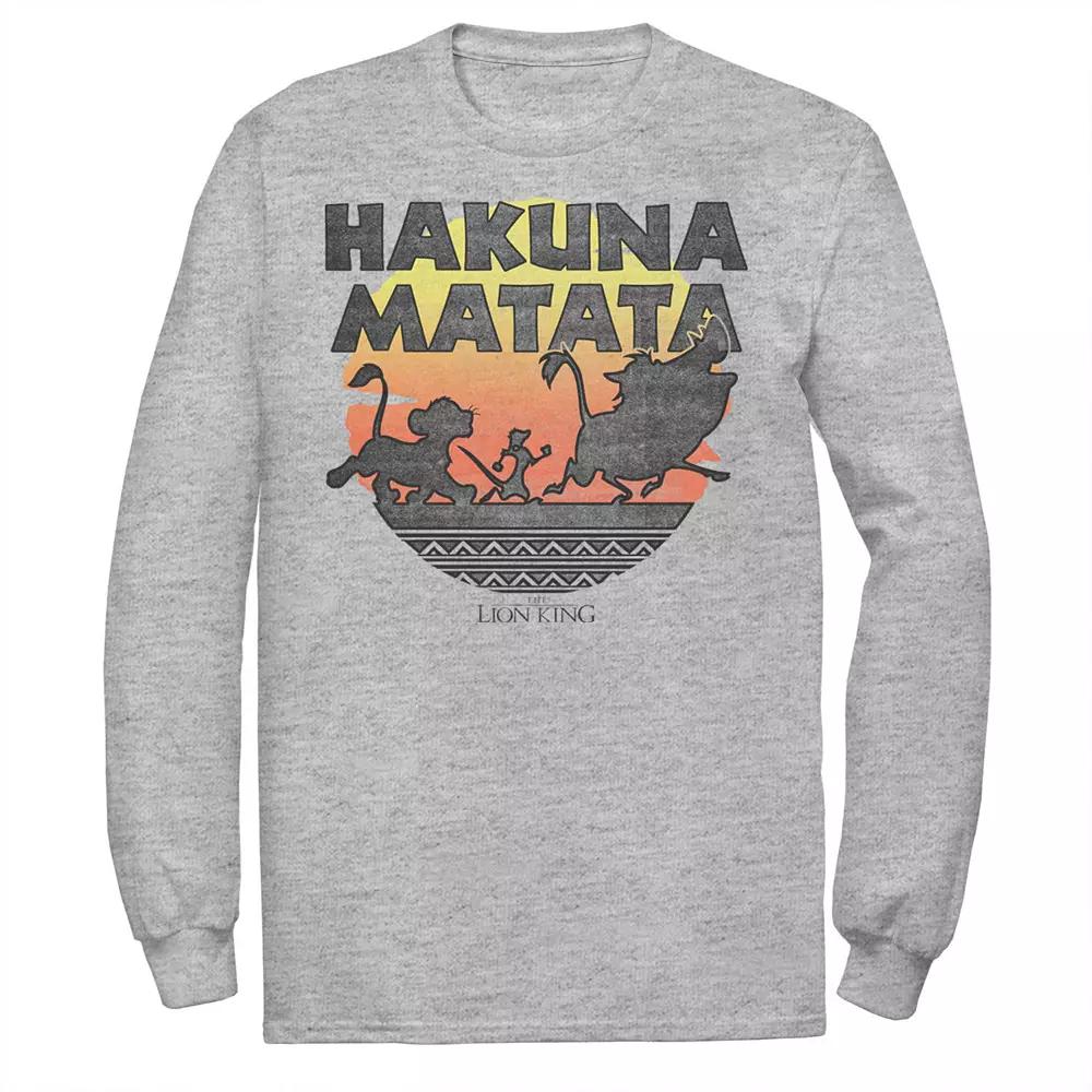 Disney's The Lion King Men's Hakuna Matata Sunset Silhouette Poster Tee, Size: Large, Athletic Grey Product Image