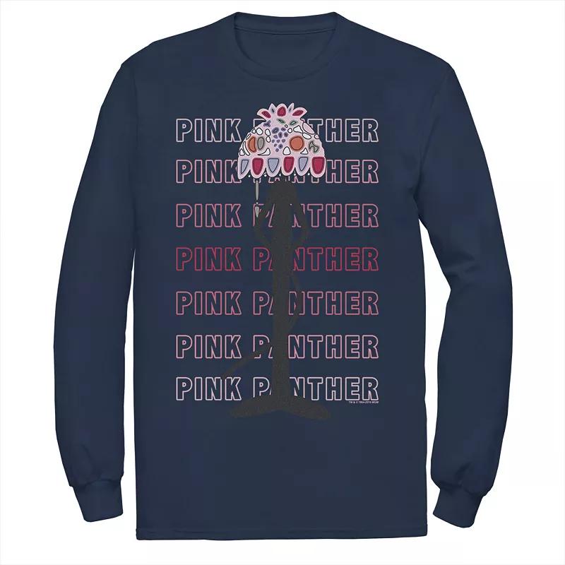 Men's Pink Panther Lampshade Silhouette Long Sleeve Graphic Tee, Size: XXL, Blue Product Image