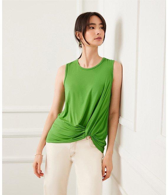Karen Kane Pick-Up Crew Neck Sleeveless Stretch Jersey Top Product Image