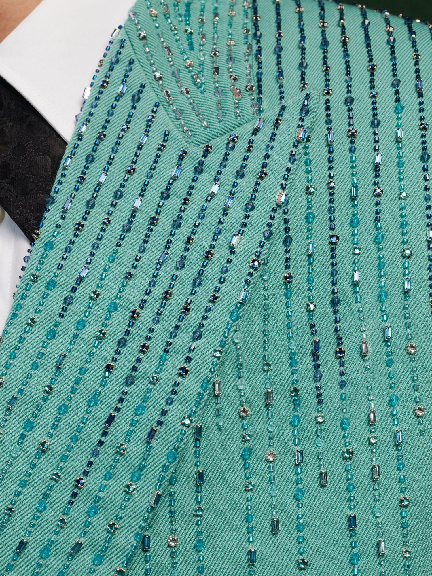 CRYSTAL STRIPE DOUBLE-BREASTED BLAZER - Marine Male Product Image