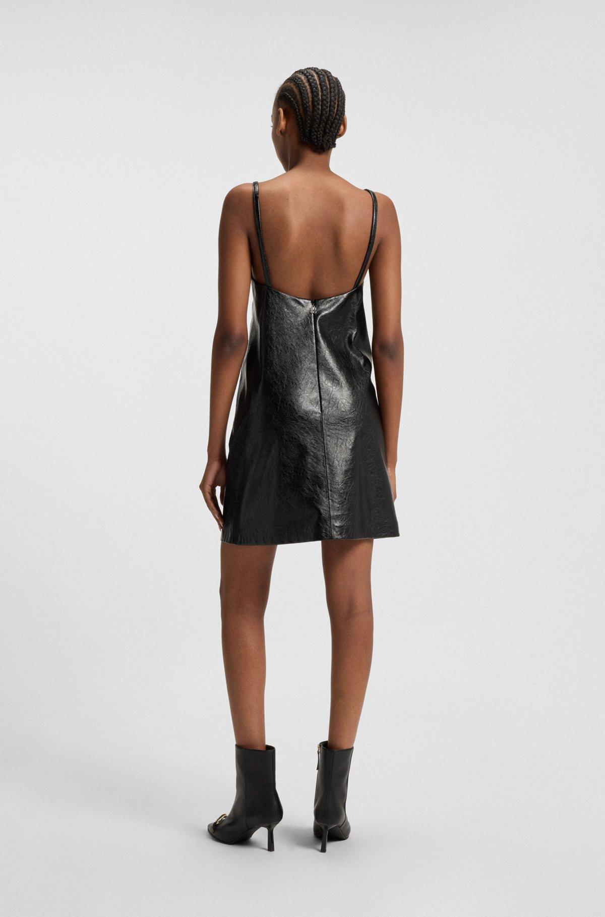 HUGO - Strappy mini dress in faux leather with embossed pattern - Patterned Product Image