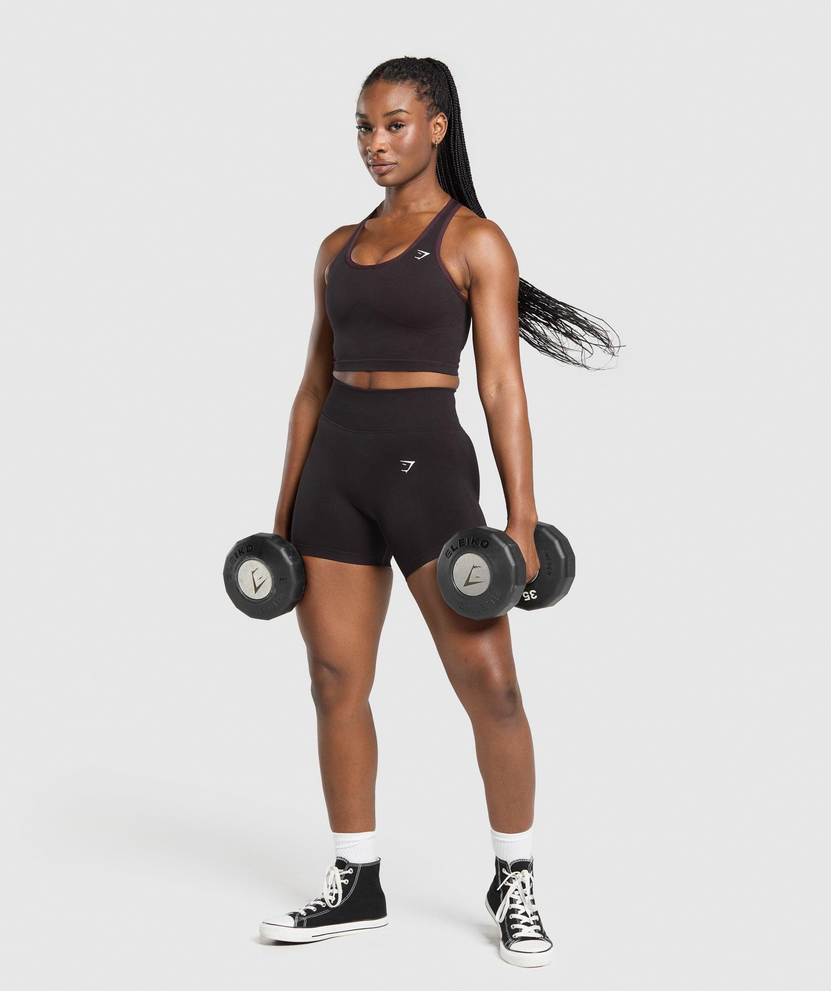 Gymshark Lift Seamless Midi Tank With Shelf - Depth Purple/Black Marl Female Product Image