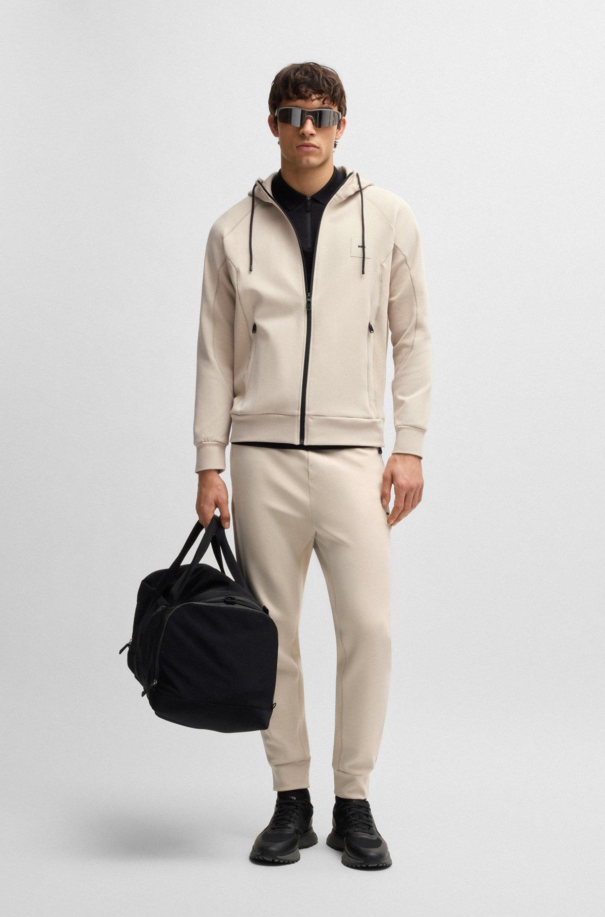 BOSS - Zip-up hoodie with logo patch - Light Beige Product Image