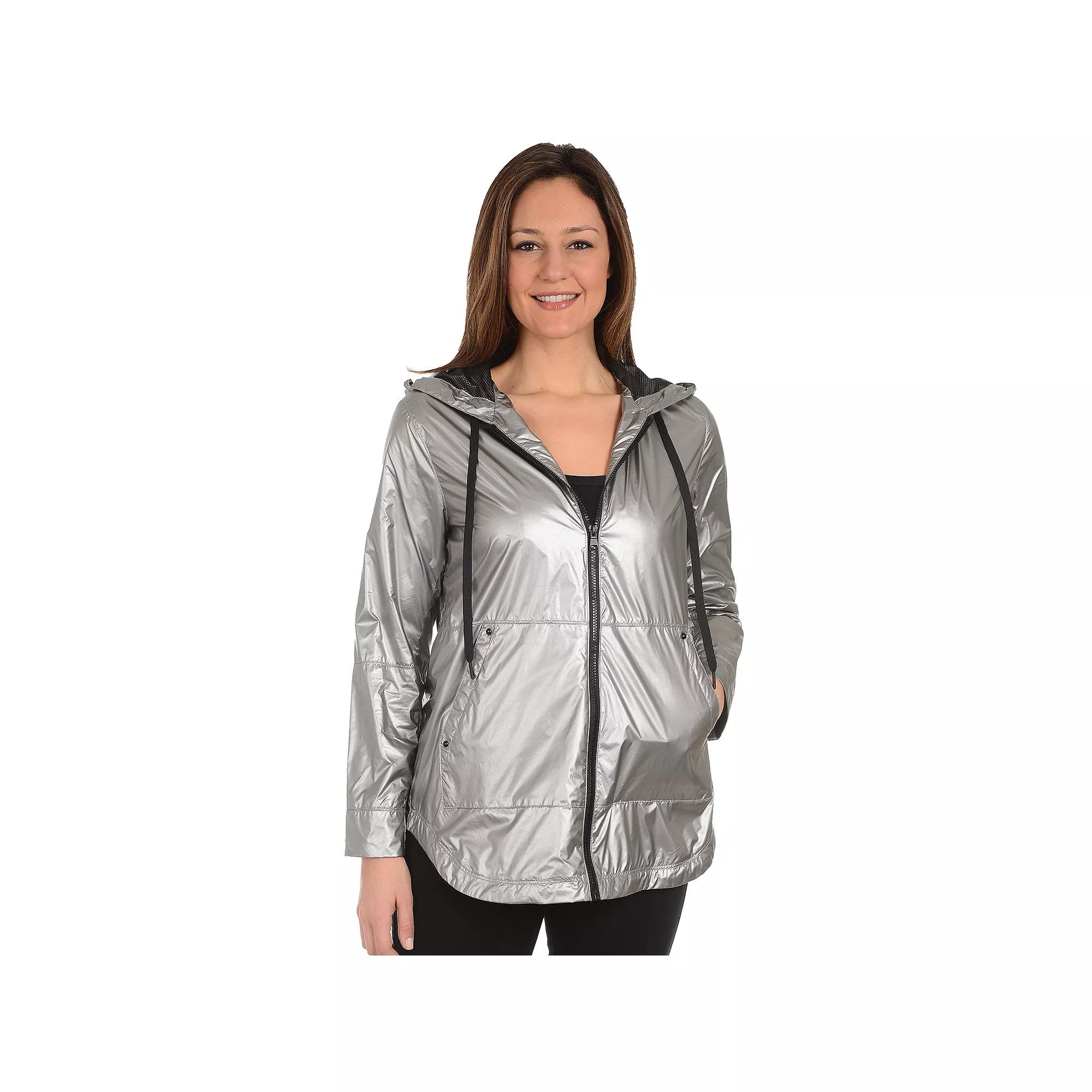 Women's Fleet Street Hooded Metallic Jacket, Size: Medium, Pink Product Image