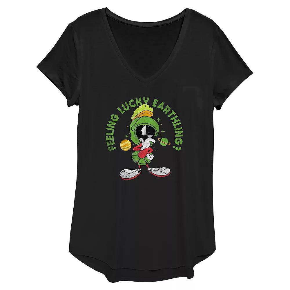 Women's Looney Tunes Marvin The Martian Feeling Lucky Earthlings Graphic Tee,  Product Image