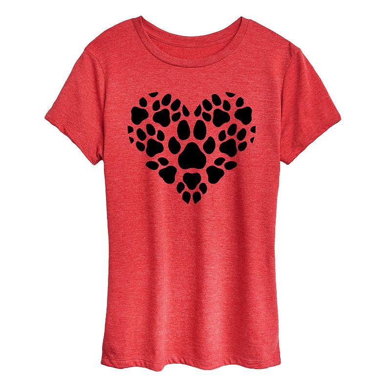 Women's Pawprint Heart Graphic Tee, Girl's,  Product Image