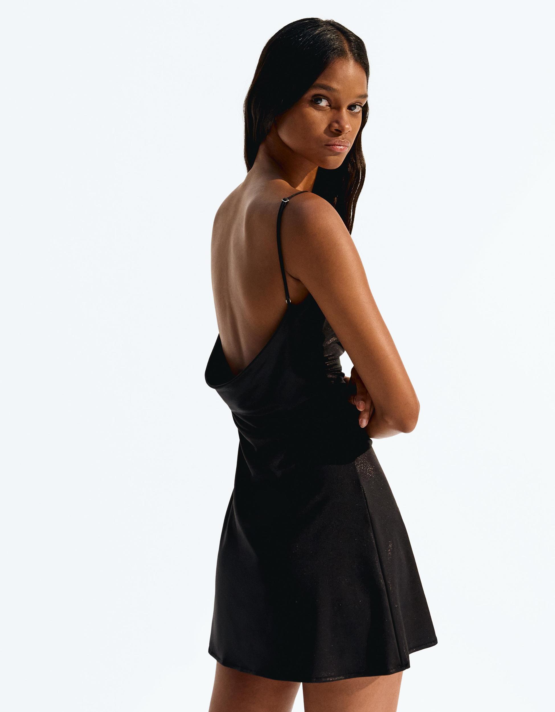 Mini dress with shiny straps Product Image