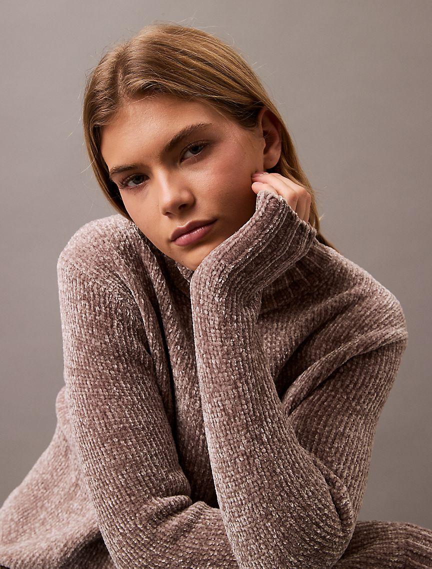 Chenille Relaxed Turtleneck Sweater Product Image