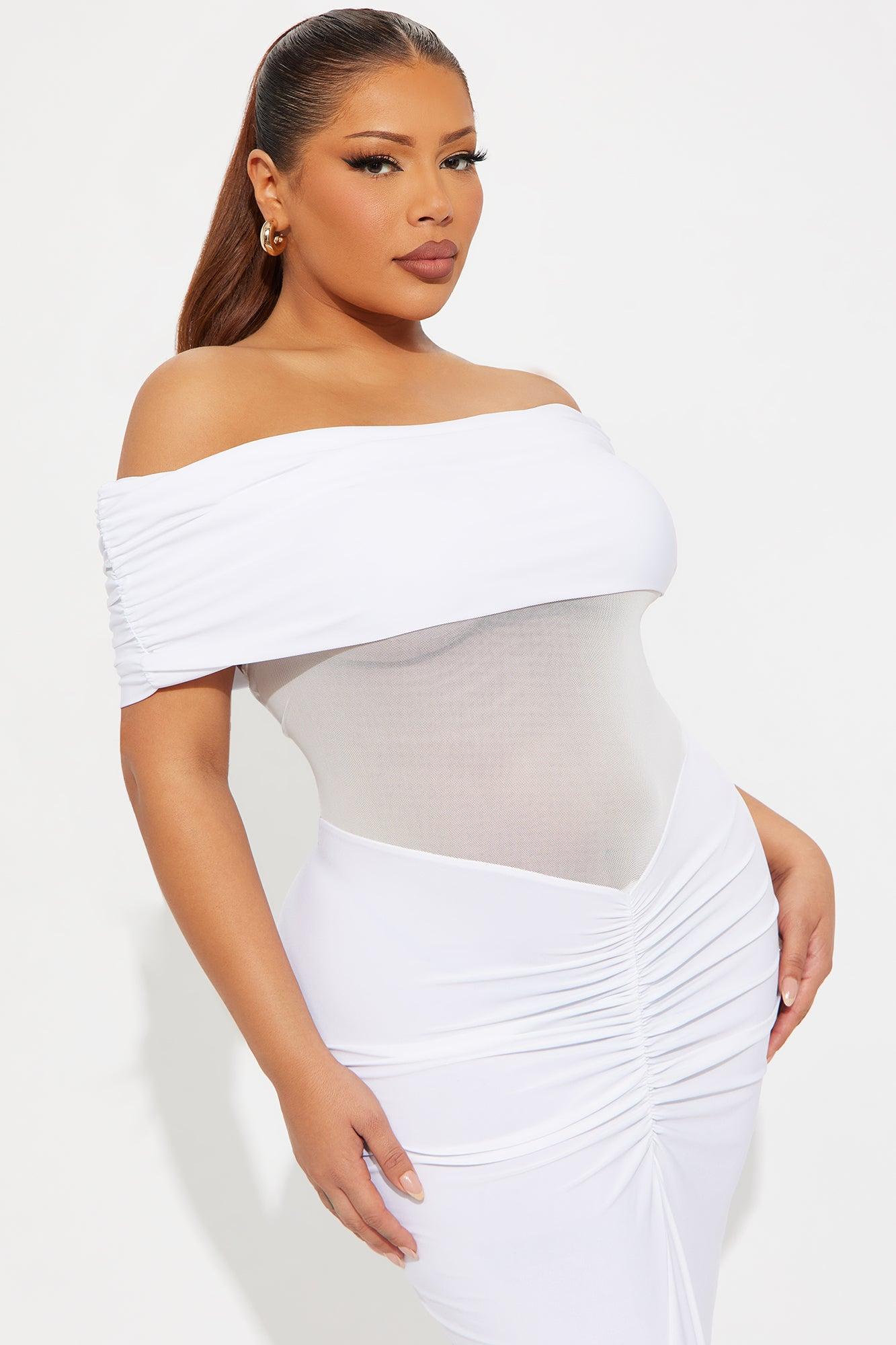 Jesika Ruched Off Shoulder Maxi Dress - White Female Product Image