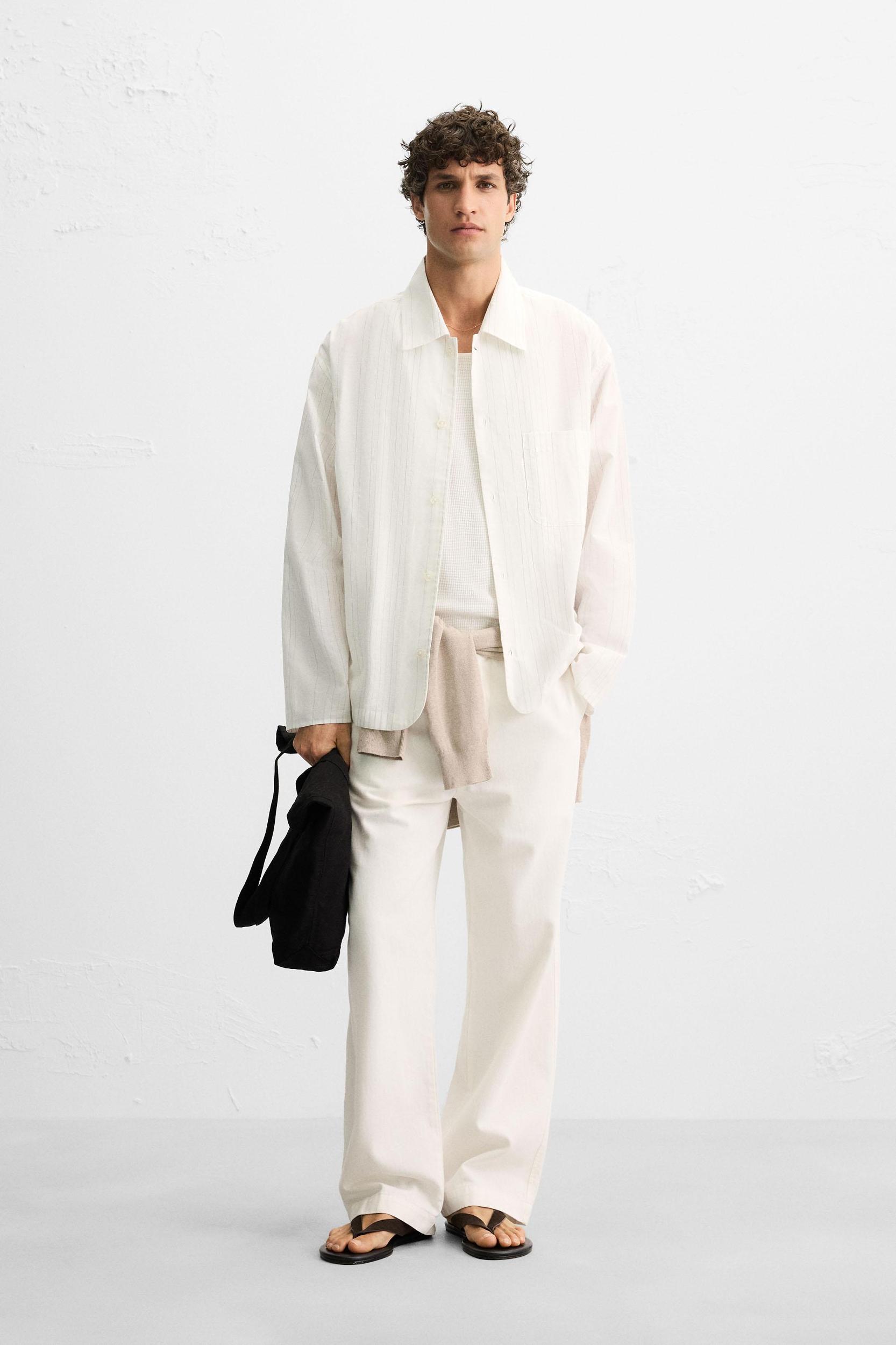 TEXTURED WEAVE STRIPED SHIRT Product Image