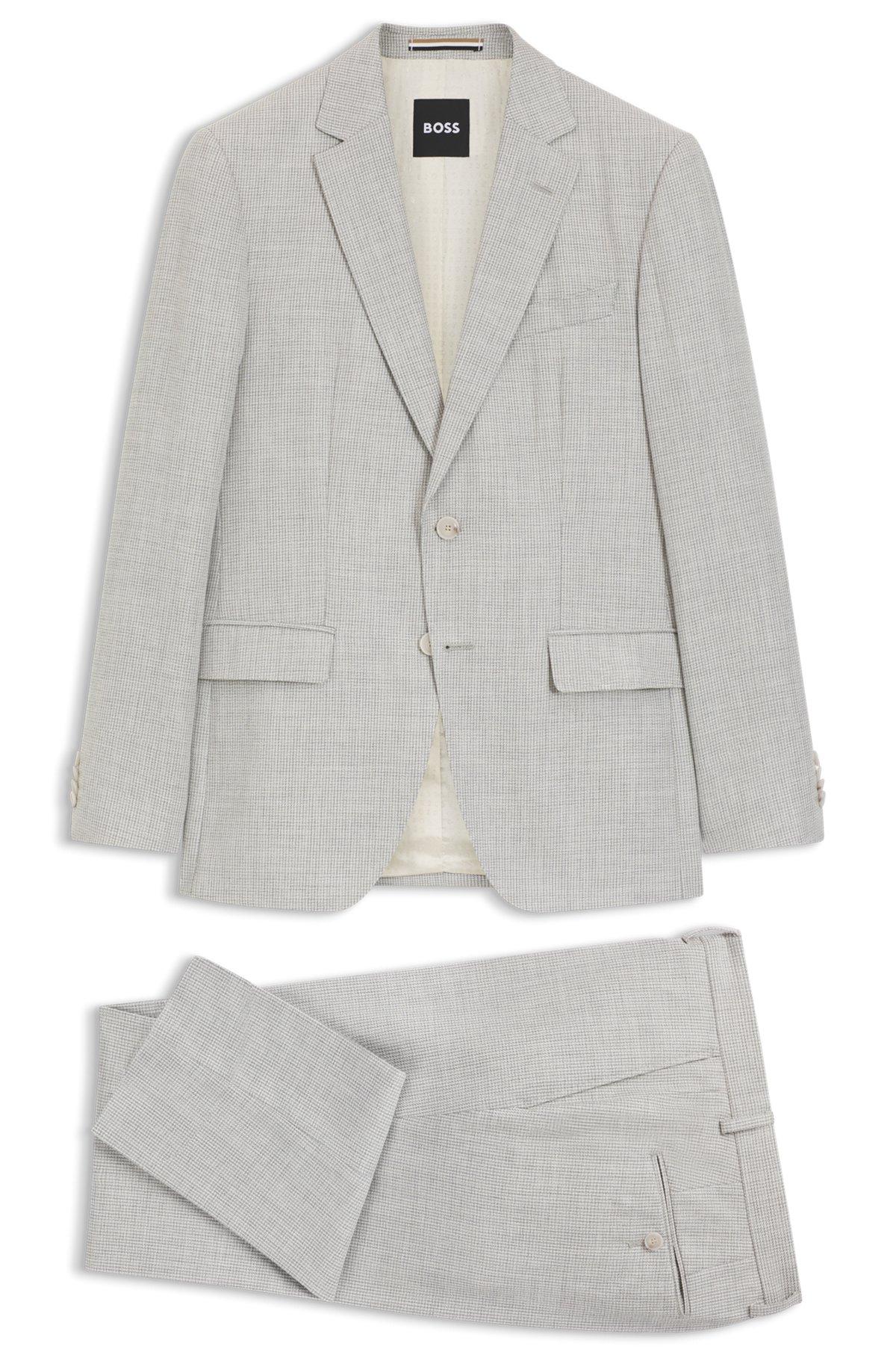 Two-piece slim-fit suit in cotton and virgin wool Product Image
