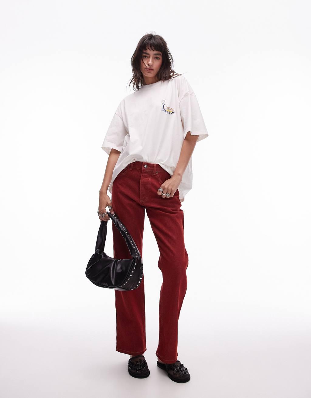 Topshop graphic L'aperitivo oversized tee in white Product Image