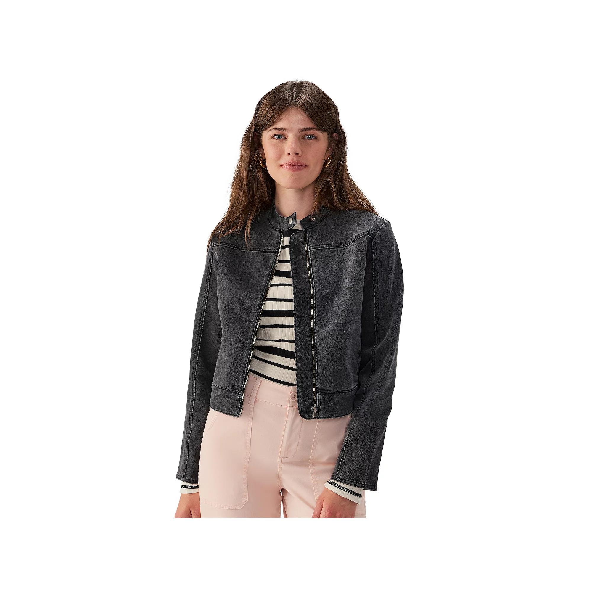 Women's Modern Supply by Sanctuary Denim Moto Jacket, Size: XL, Black Product Image