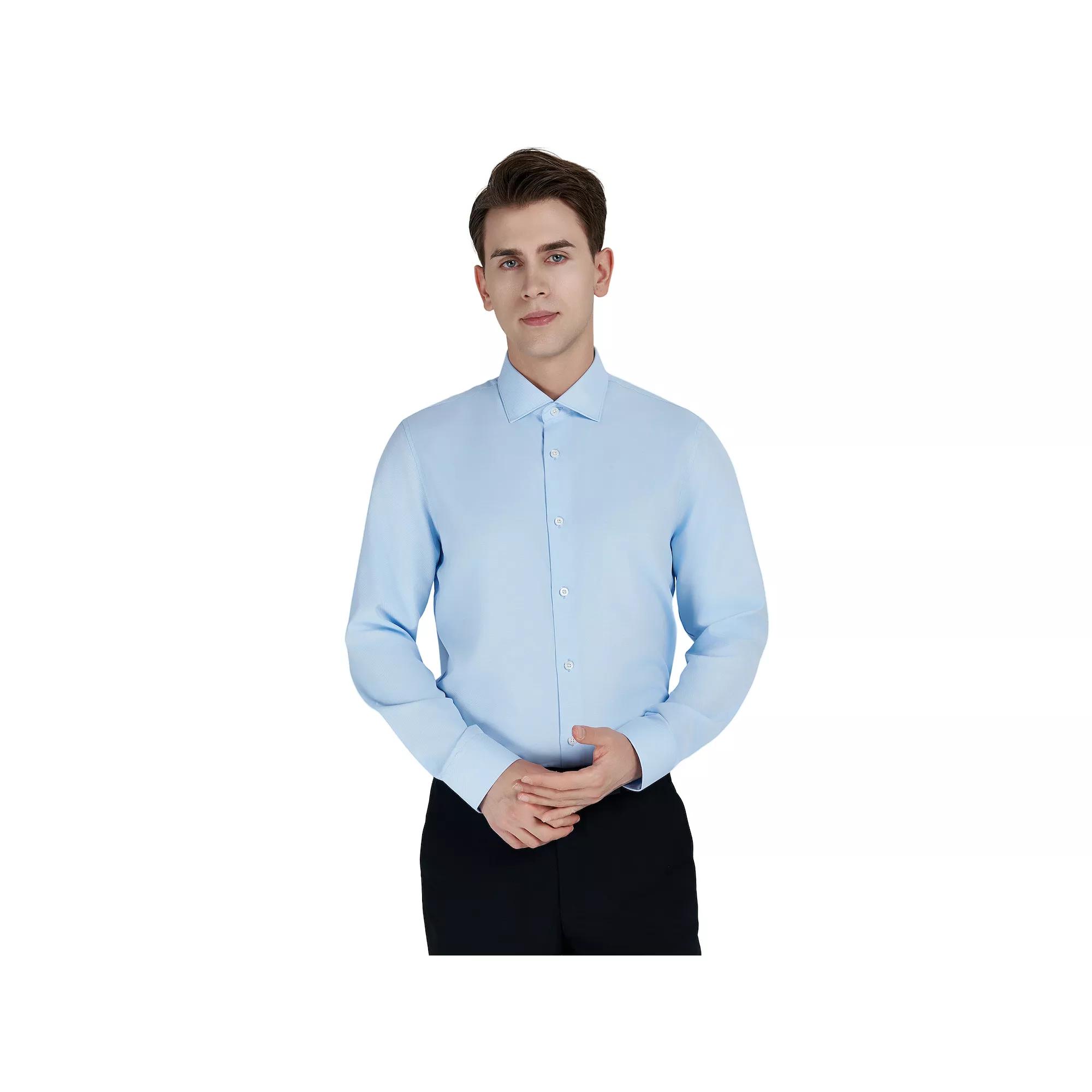 Men's Bespoke Slim-Fit Textured Easy Care Dress Shirt,  Product Image