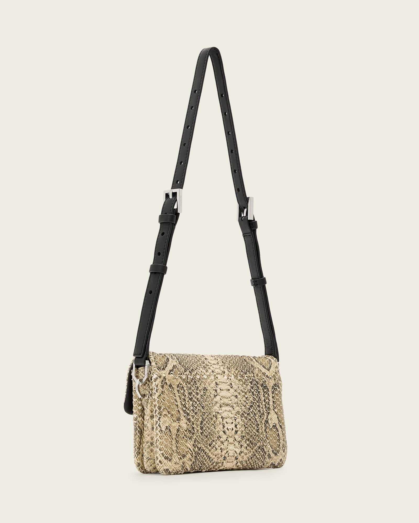 Jupiter Leather Snake Crossbody Bag DESERT WHITE | ALLSAINTS US Product Image